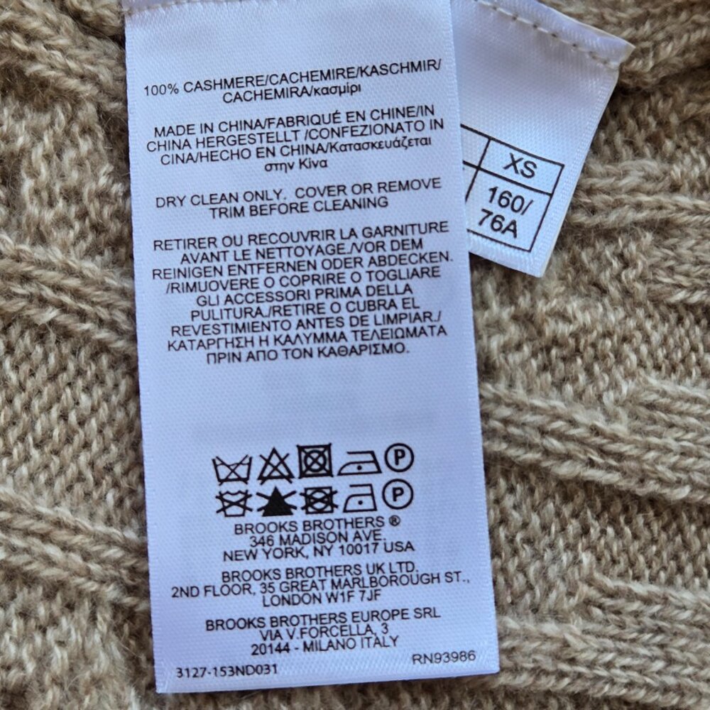 NWT Cashmere Cable Knit V-Neck Sweater Brooks Brothers XS - Picture 6 of 7